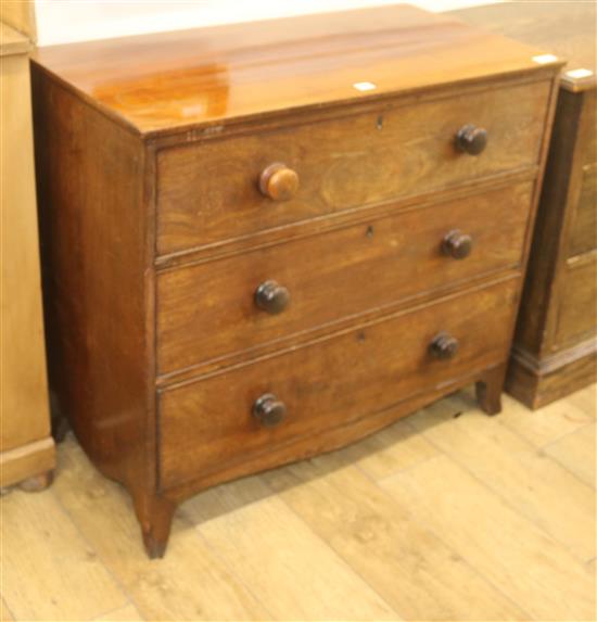 A mahogany 3-drawer chest, W.93cm